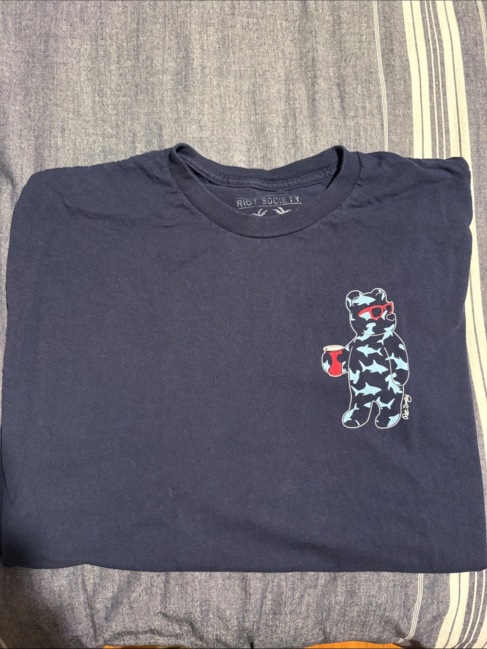 riot society Navy Bear Graphic Tee with Red & Light Blue Accents
